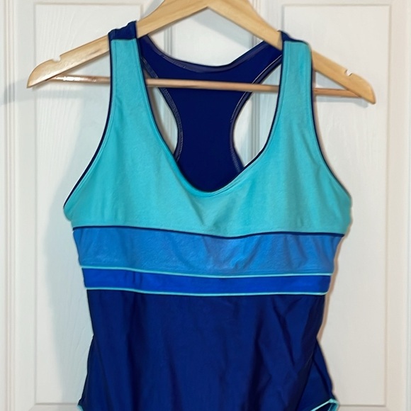 90s Beach Cabana Swimsuit, 1 piece Tank style, Large - Picture 2 of 8